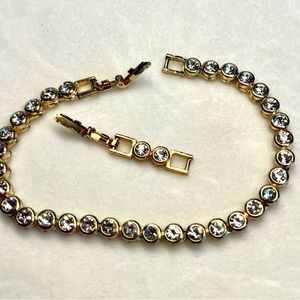 Park Lane dainty gold tone, clear rhinestone 7 inch tennis bracelet